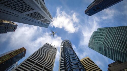 skyscrapers, singapore, nature, city, sky, buildings, financial district, architecture, urban, high rise buildings